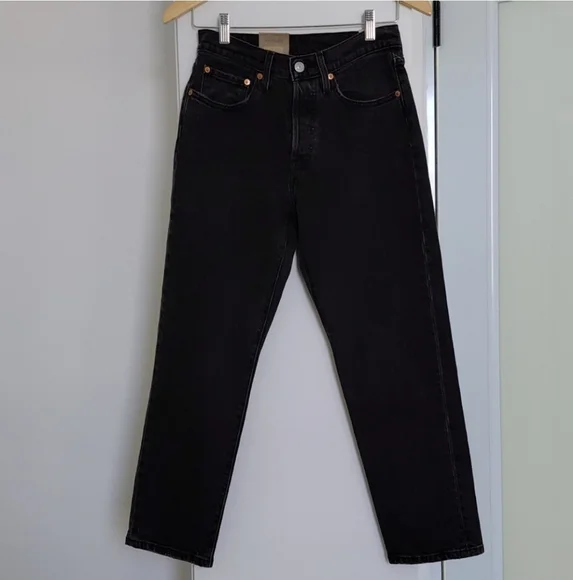Levi's 501 Cropped Ff Topic Black Sz 26 Nwt - Picture 9 of 12